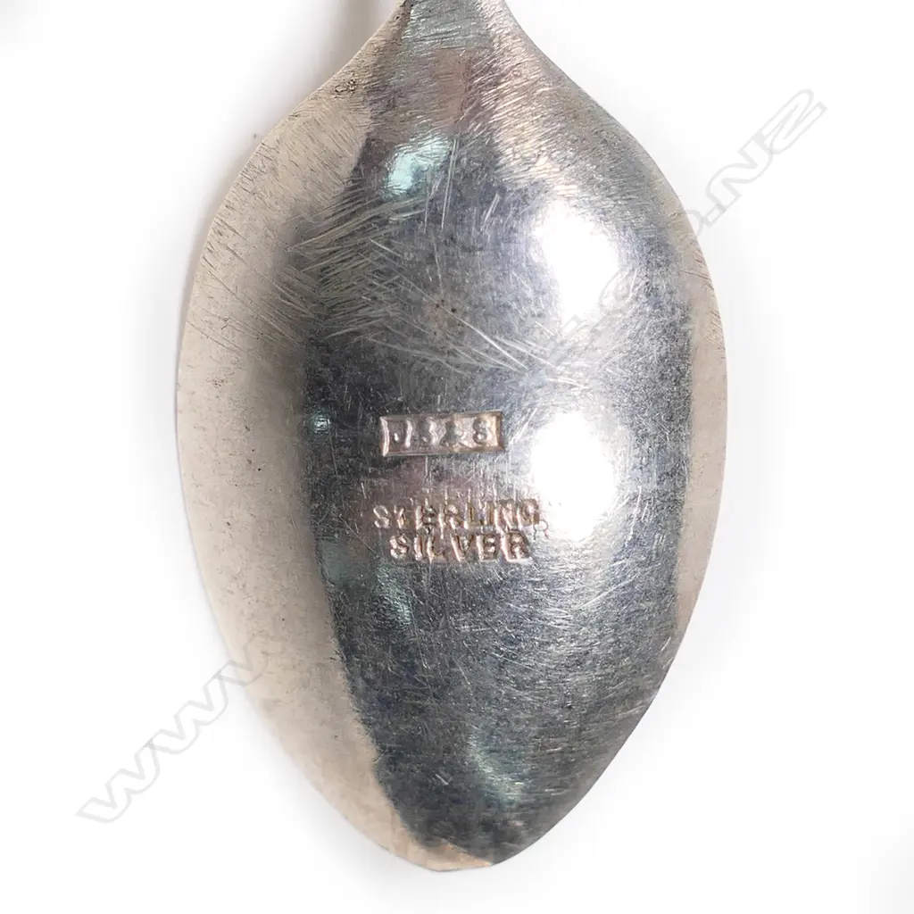 Joseph Swindell & Son (Christchurch) silver and greenstone five coffee spoon set, Image 1++